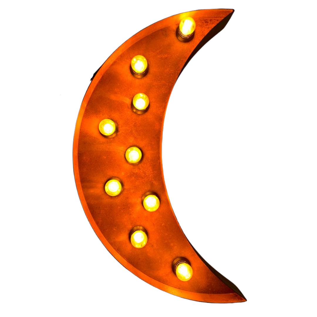 Corten Stalen Accessoires Corten Stalen Lamp Corten Stalen Maan met gloeilampen